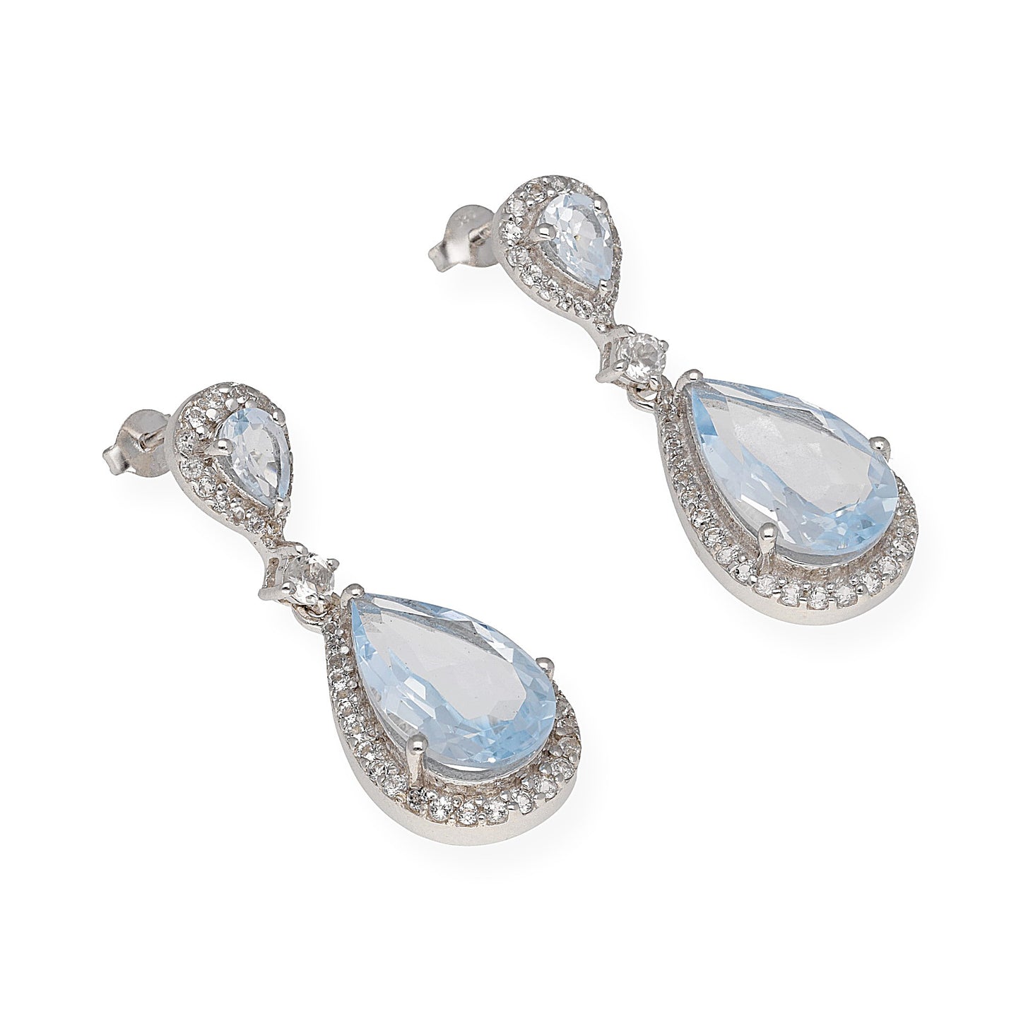 Pendientes Gala en plata de ley 925 con Topacio azul y circonitas