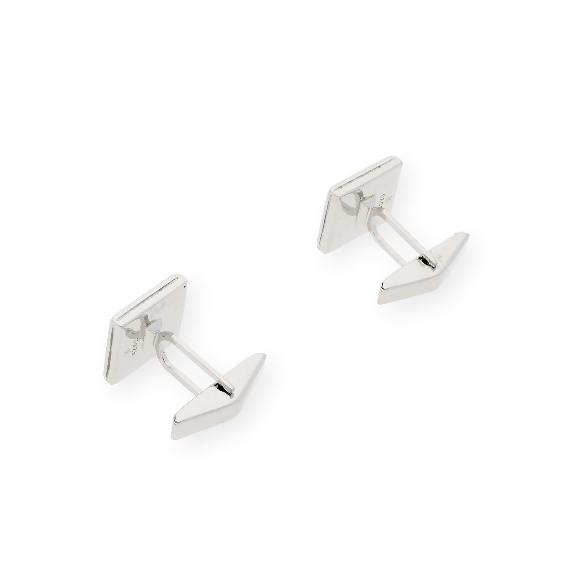 Gemelos de Plata con Nácar Diseño Cuadrados