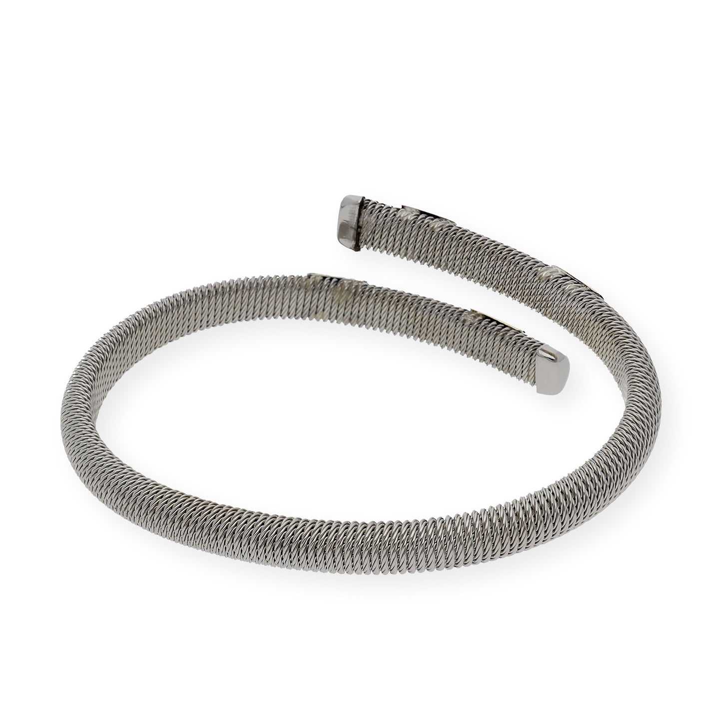 Pulsera Rígida en Acero en Espiral y Oro de ley 18k