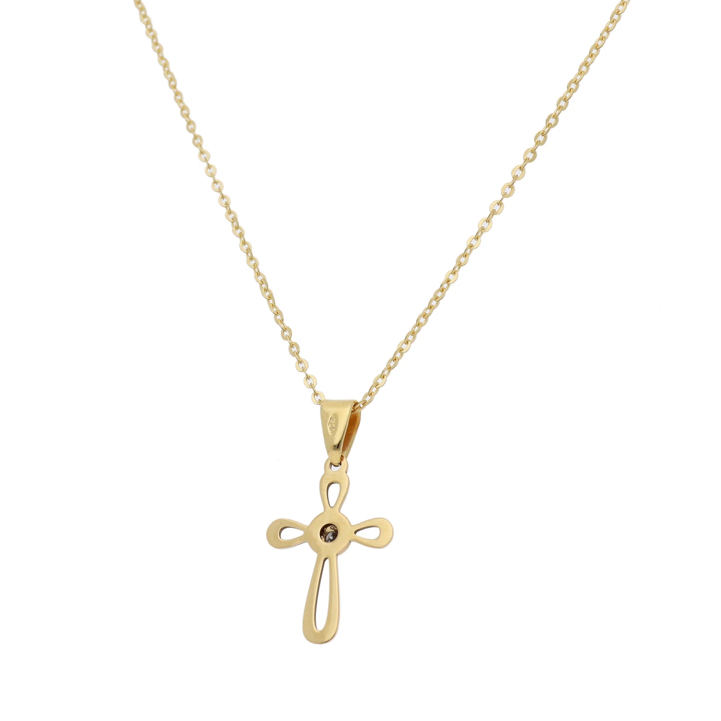 Colgante Cruz Oro de ley 18K con Diamante talla Brillante