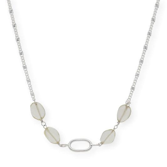 Gargantilla en plata de ley 925 con Cuarzo limón y colgante oval