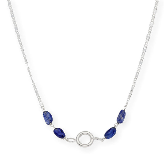 Gargantilla en plata de ley 925 con Zafiros cabuchón y colgante esférico