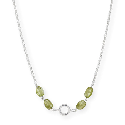 Gargantilla en plata de ley 925 con Olivinas y colgante esférico