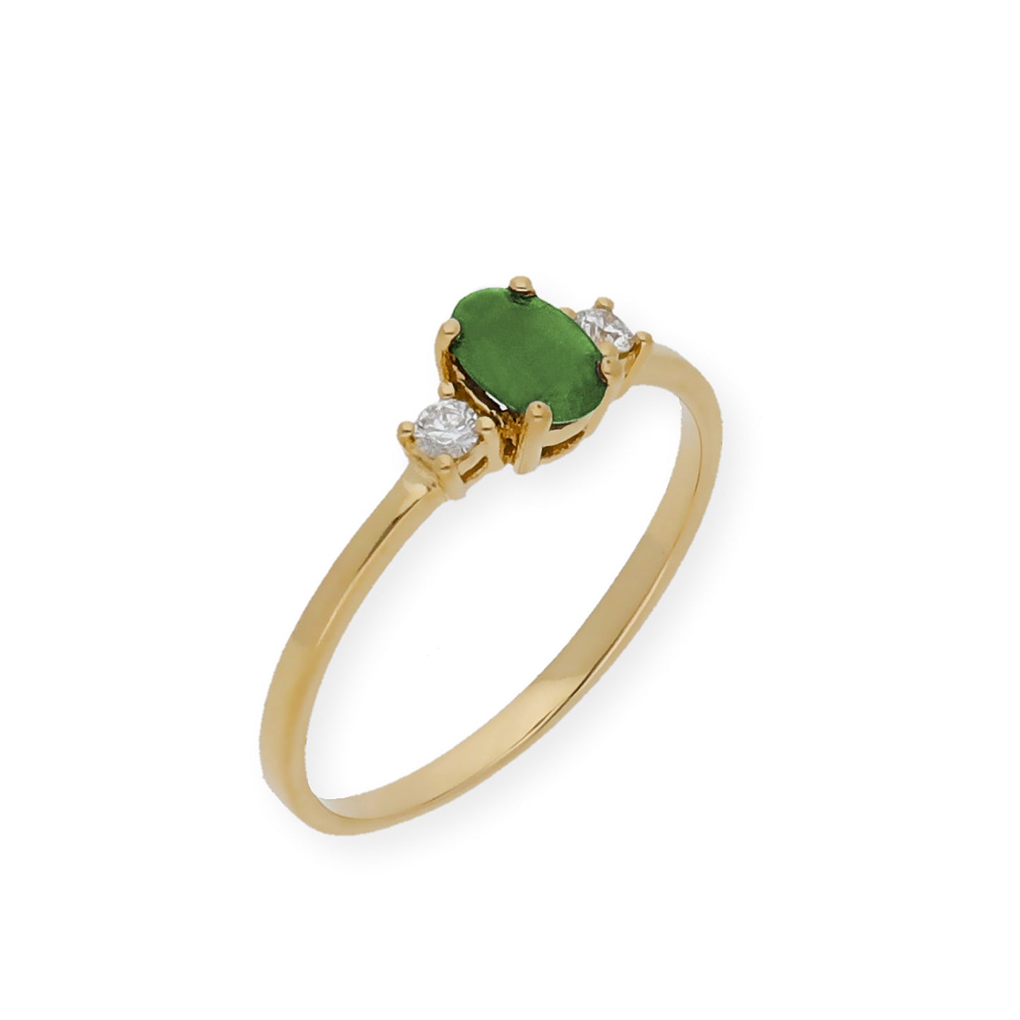 Anillo Mia Oro 18 k con Diamantes y Esmeralda