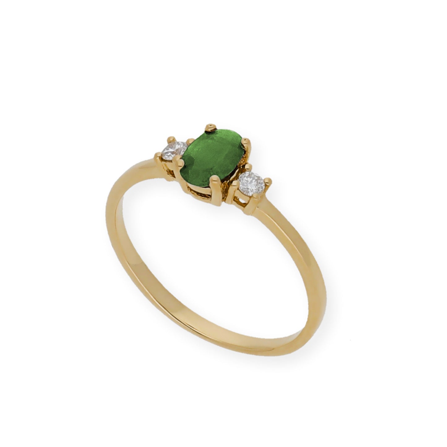 Anillo Mia Oro 18 k con Diamantes y Esmeralda