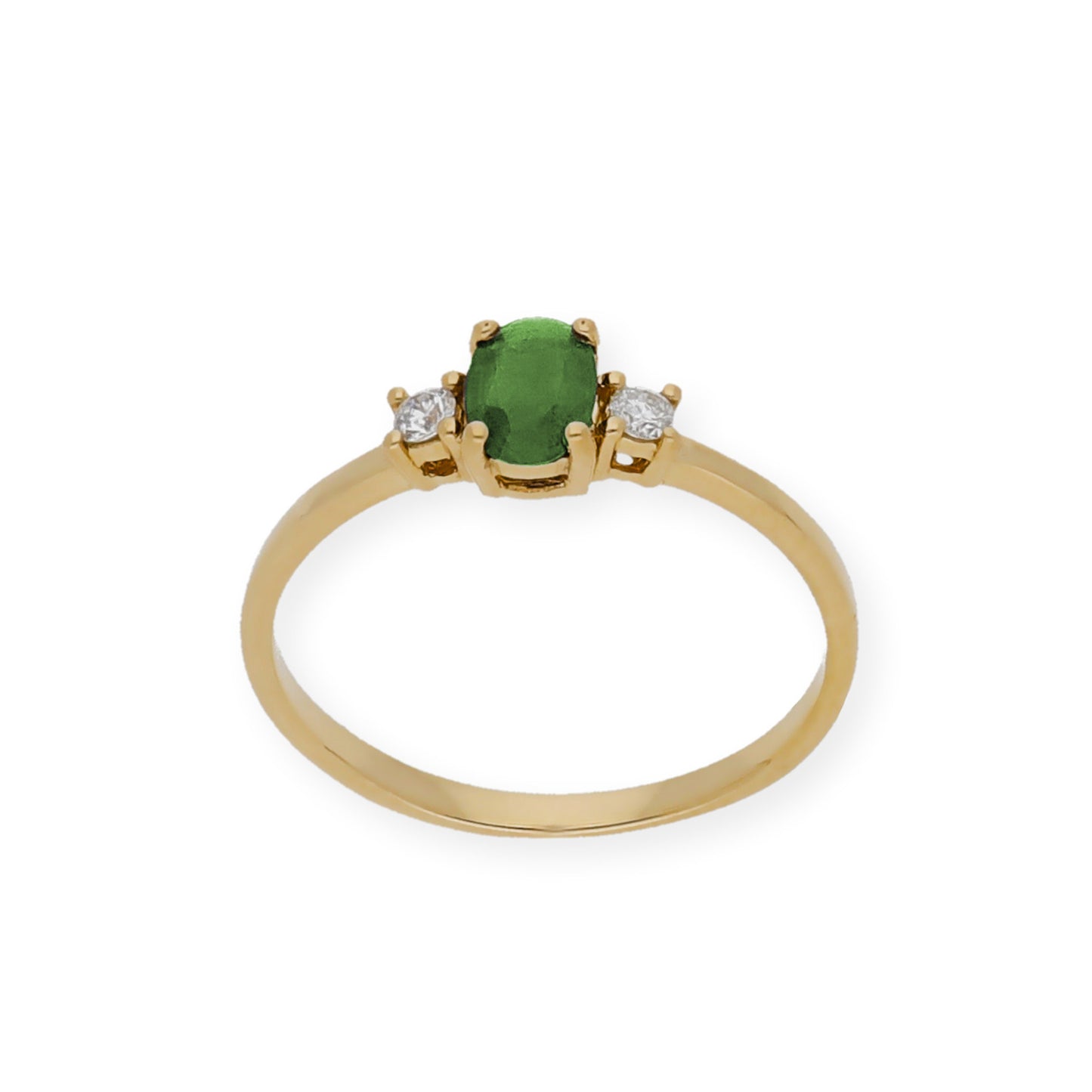 Anillo Mia Oro 18 k con Diamantes y Esmeralda