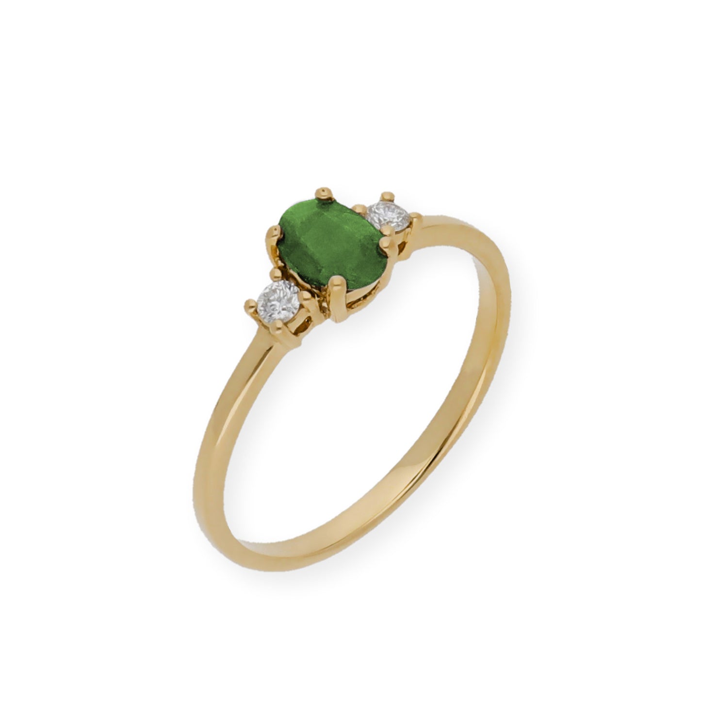 Anillo Mia Oro 18 k con Diamantes y Esmeralda