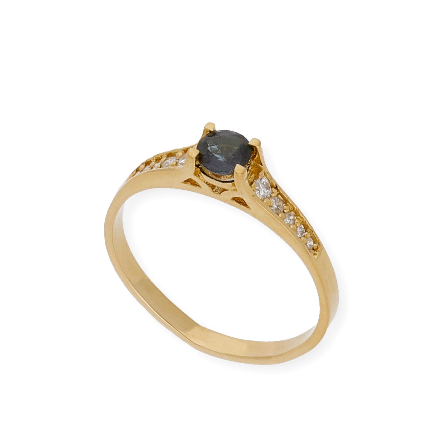 Anillo Camila Oro 18K con Diamantes y Zafiro