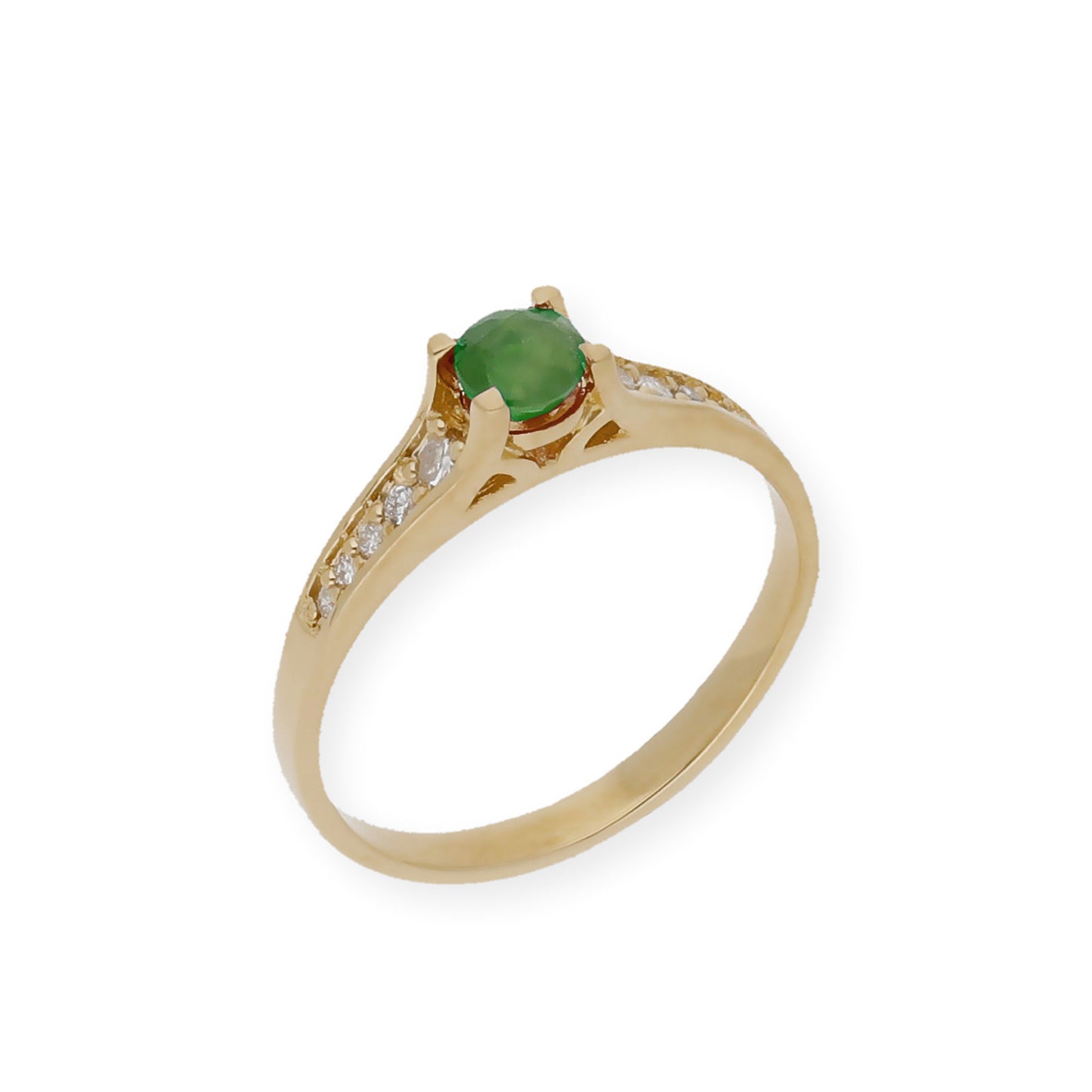 Anillo Camila Oro 18 K con Diamantes y Esmeralda