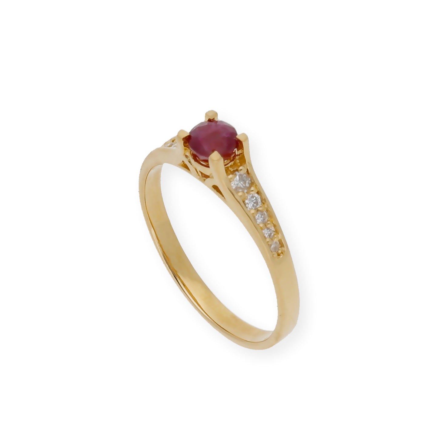 Anillo Camila Oro 18K con Diamantes y Rubí