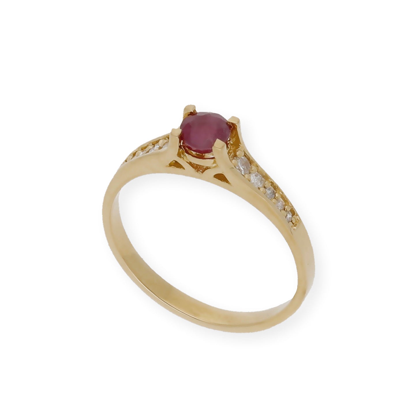 Anillo Camila Oro 18K con Diamantes y Rubí