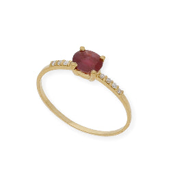 Anillo Vera Oro 18 k con Diamantes y Rubí