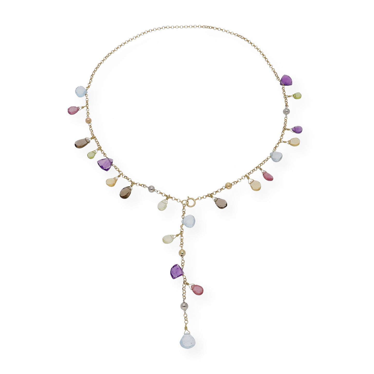 Collar Racimo Oro 18k con Piedras Multicolor