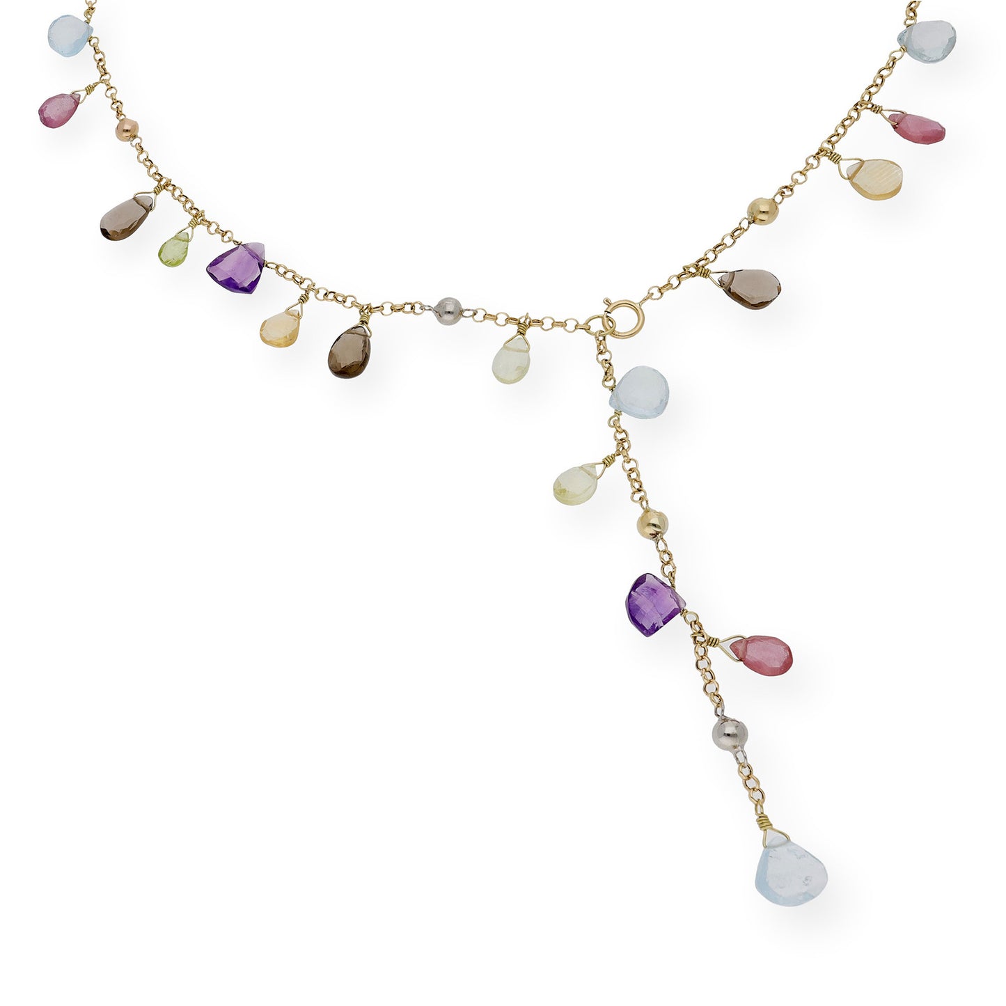 Collar Racimo Oro 18k con Piedras Multicolor