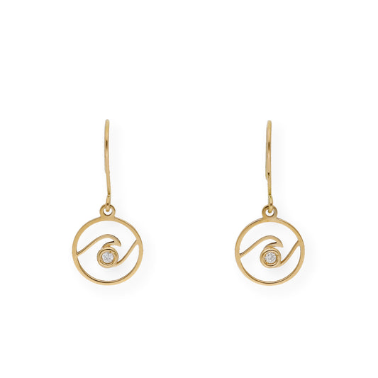 Pendientes Ola en Oro de Ley 18K y diamantes
