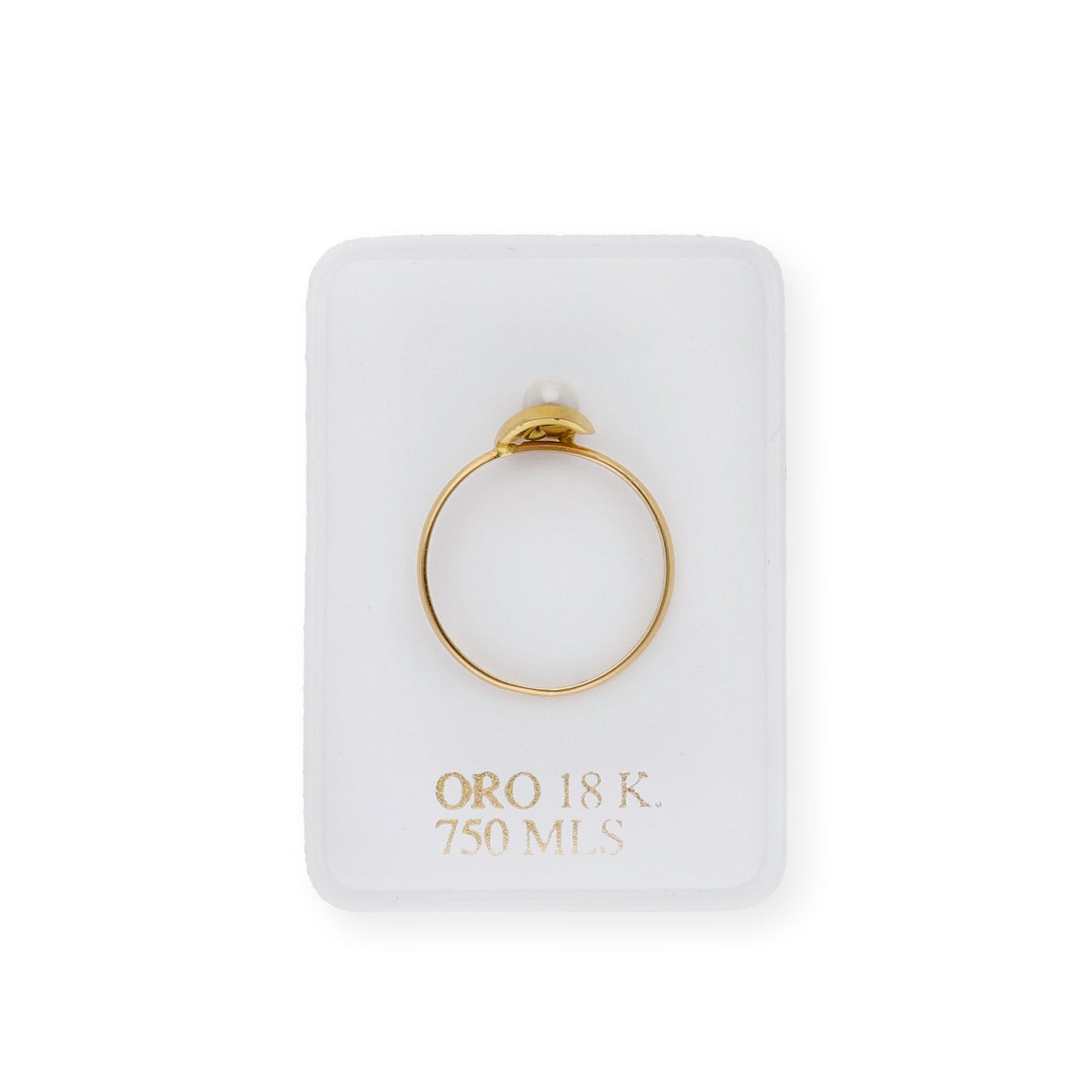 Anillo con perla cultivada y circonita en oro 18k