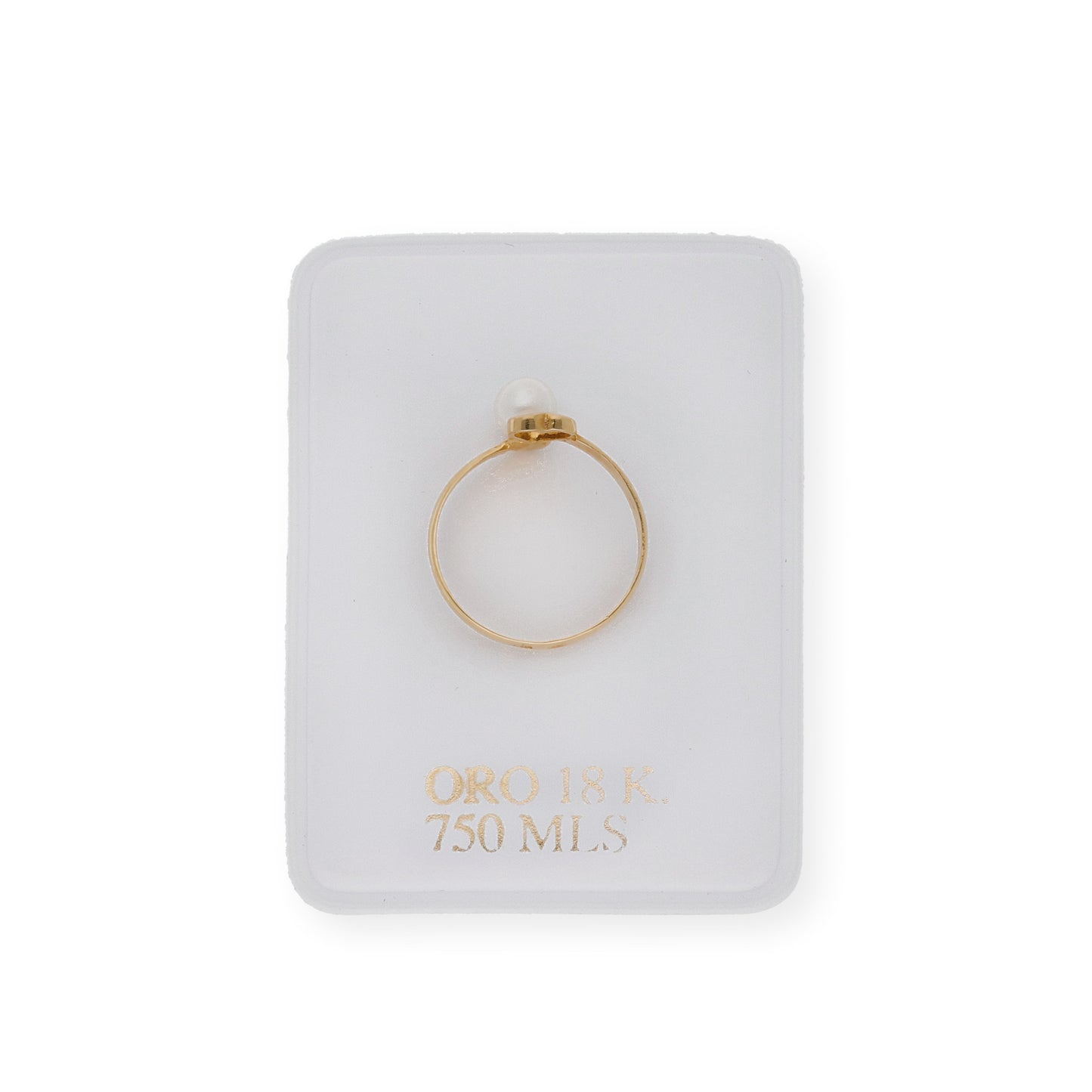 Anillo con corazón y perla en oro 18k