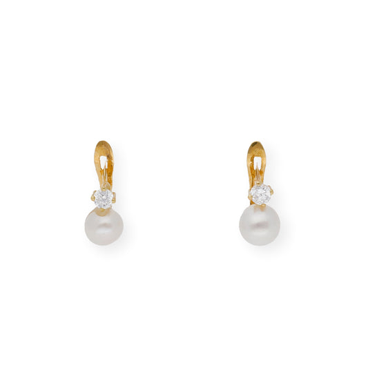 Pendientes de Oro con Circonitas y Perlas