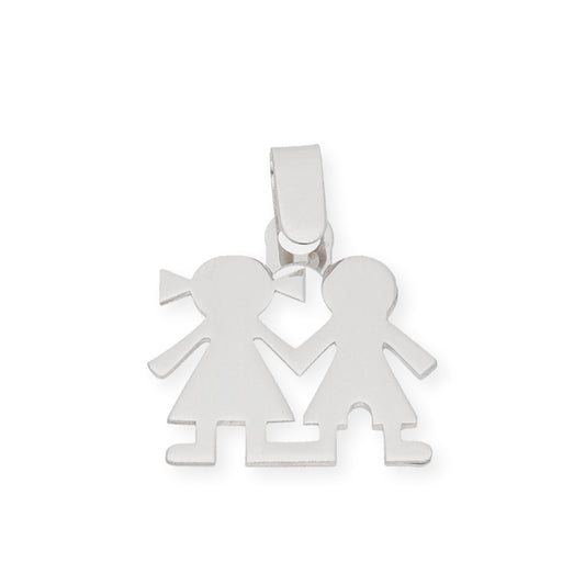 Colgante de oro blanco niño y niña
