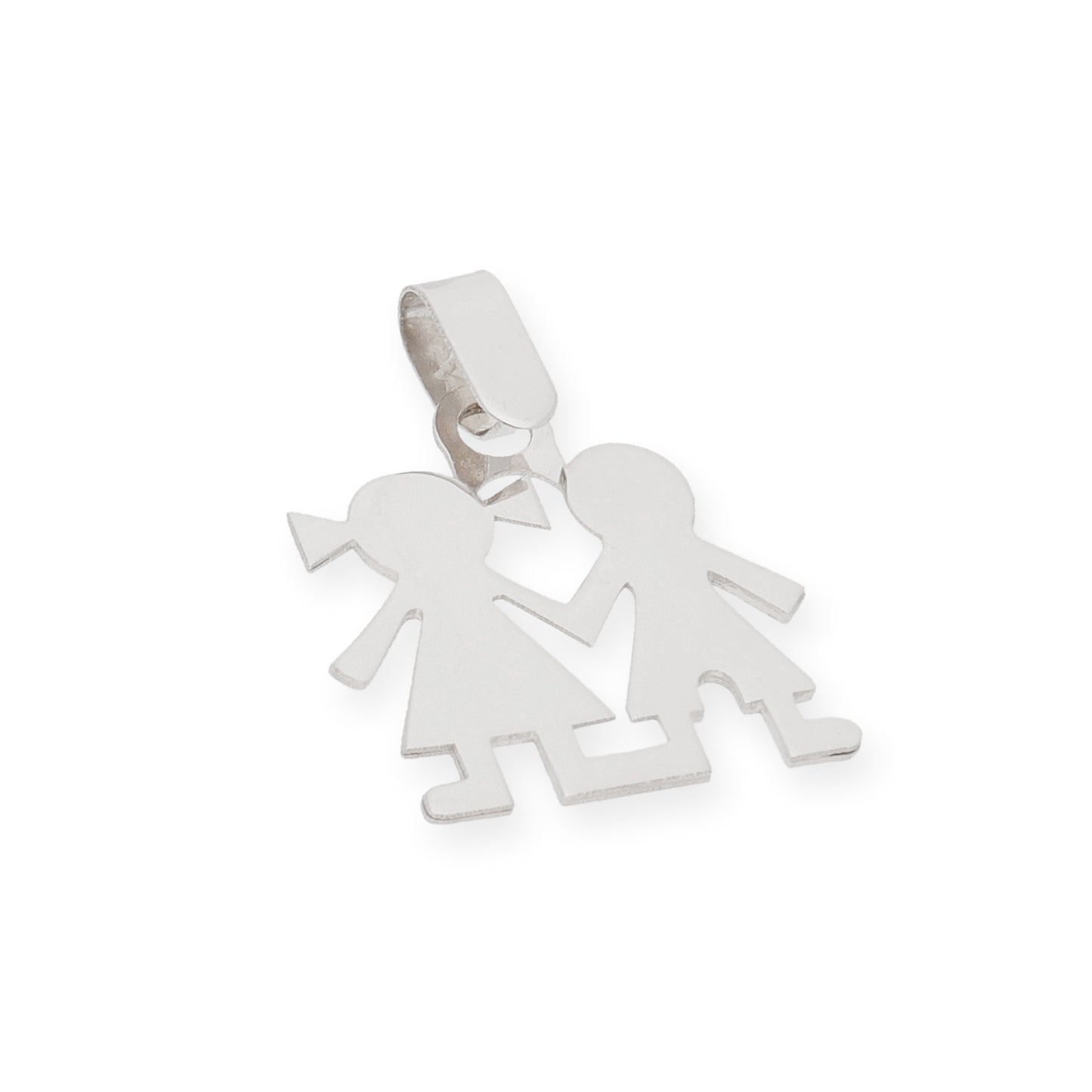 Colgante de oro blanco niño y niña