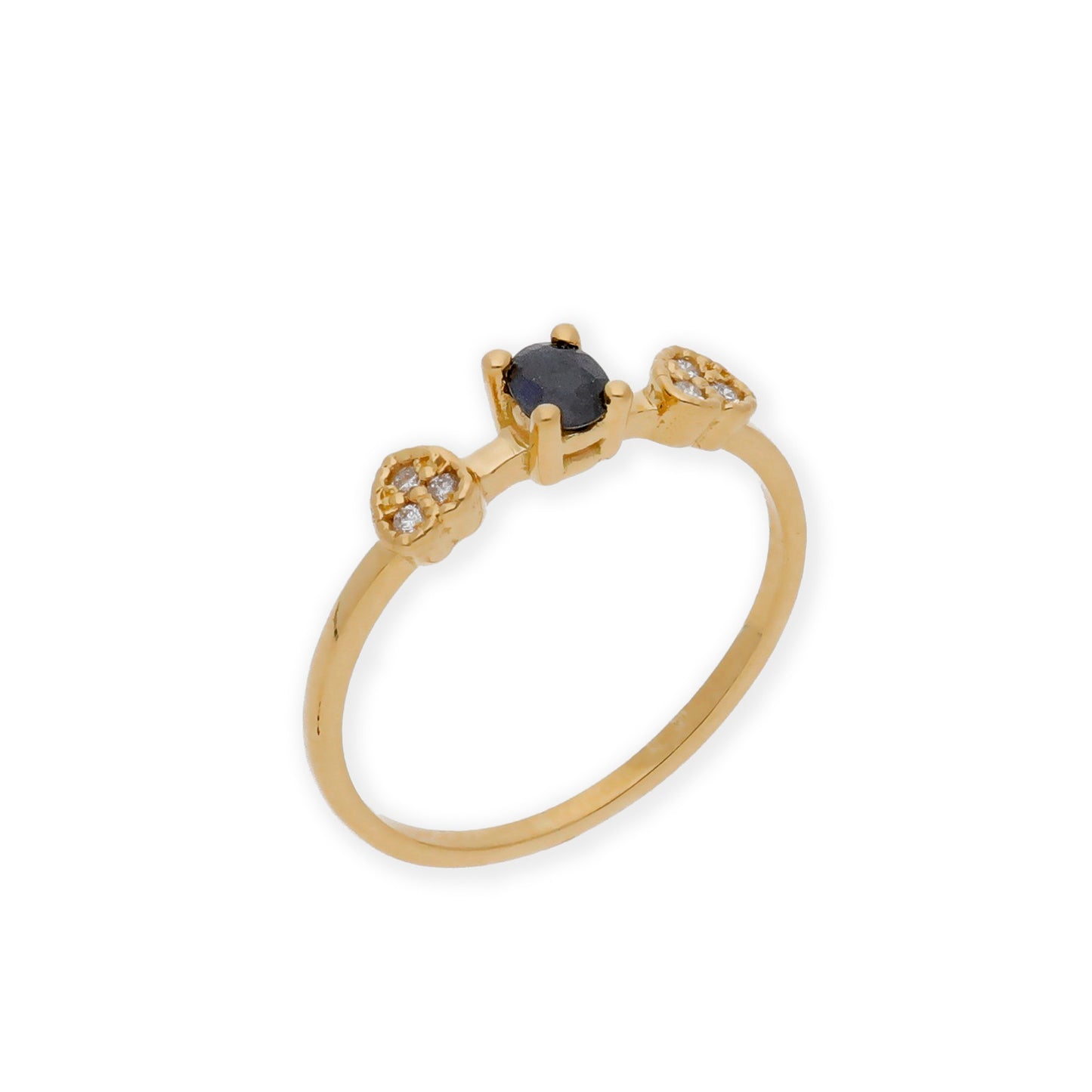 Anillo Elsa Oro 18K con Zafiro y Diamantes