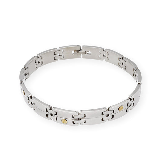 Pulseras de acero y chatones en oro18k