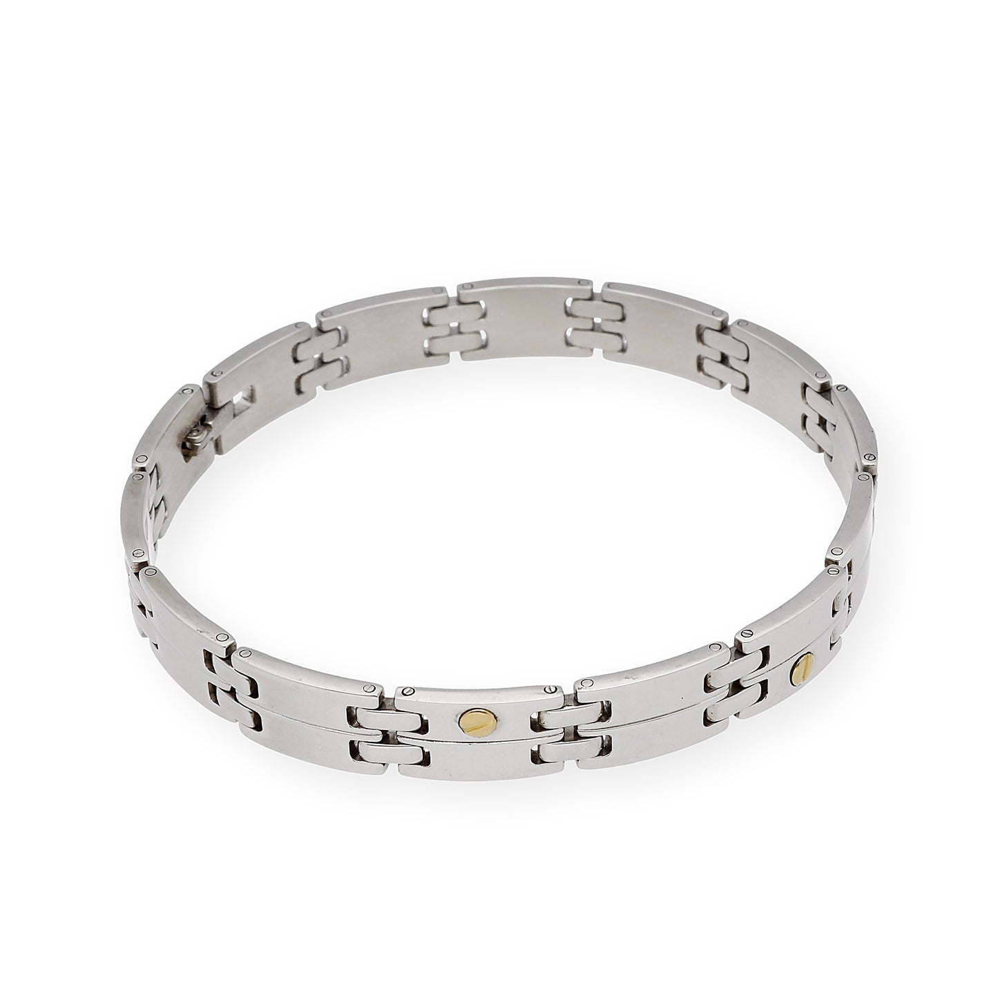 Pulseras de acero y chatones en oro18k