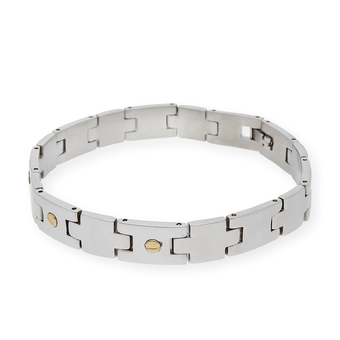 Pulseras de acero y chatones en oro18k