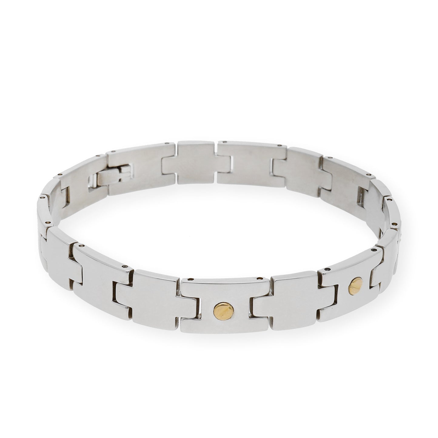 Pulseras de acero y chatones en oro18k