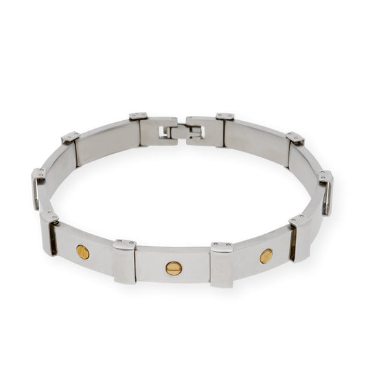 Pulseras de acero y chatones en oro18k