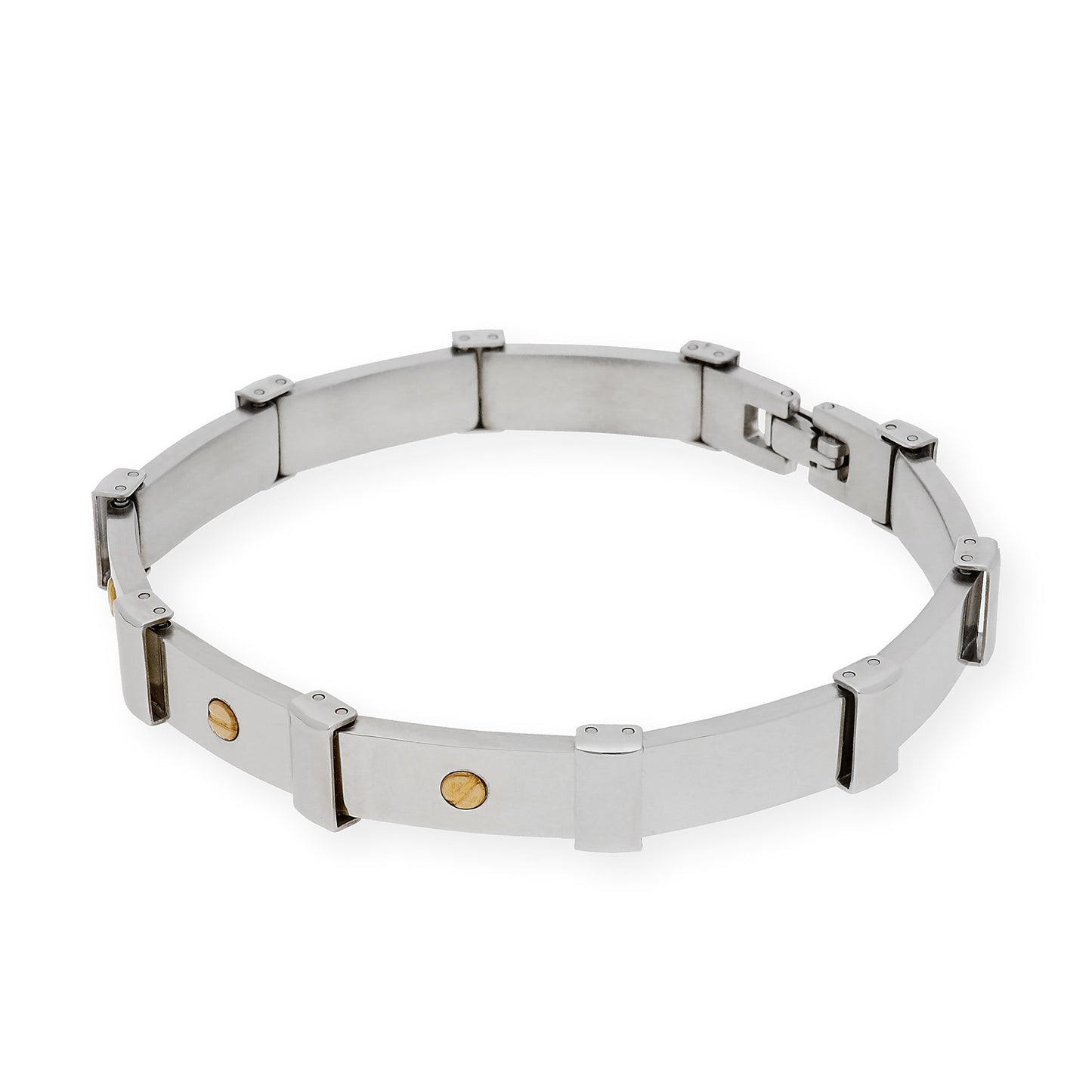 Pulseras de acero y chatones en oro18k