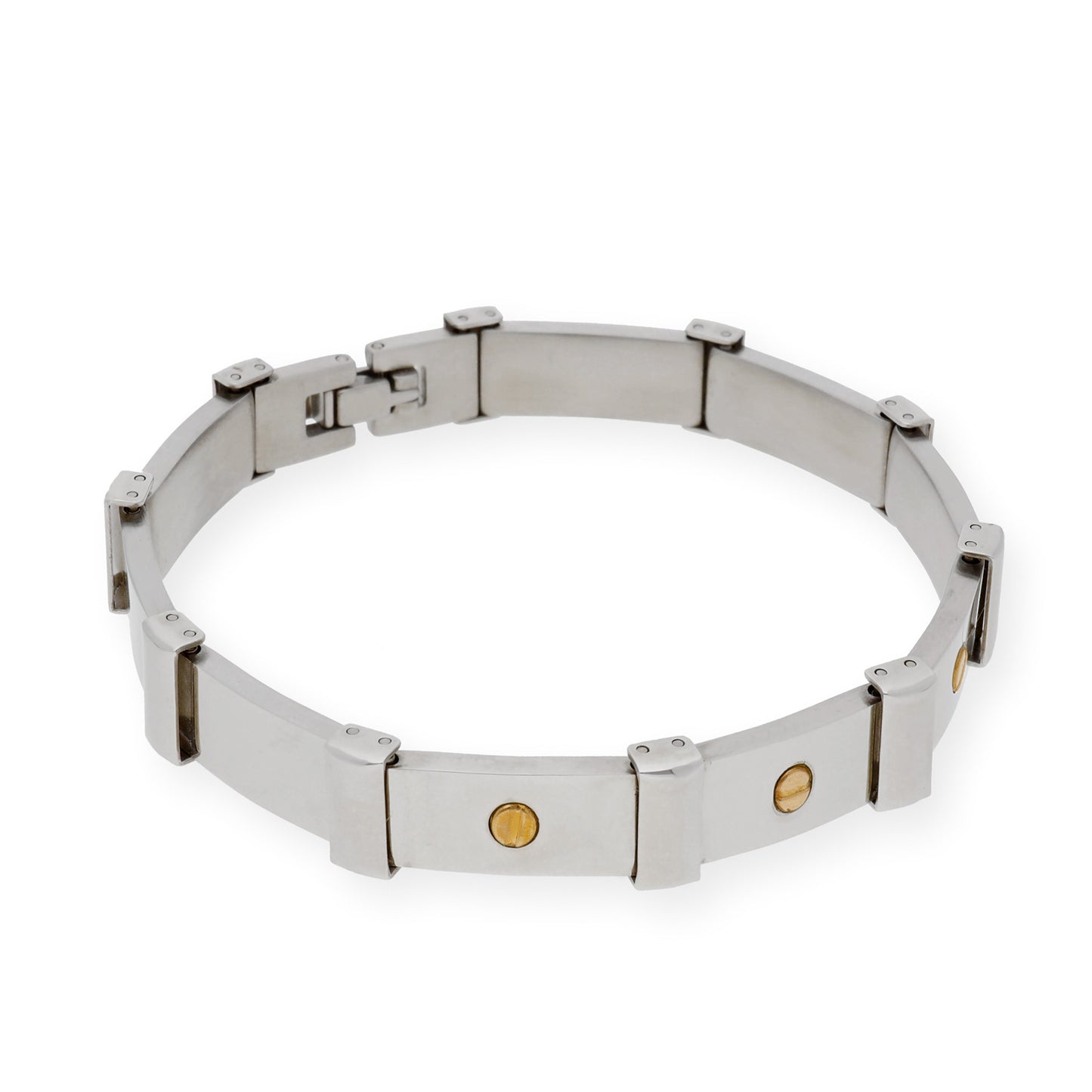 Pulseras de acero y chatones en oro18k