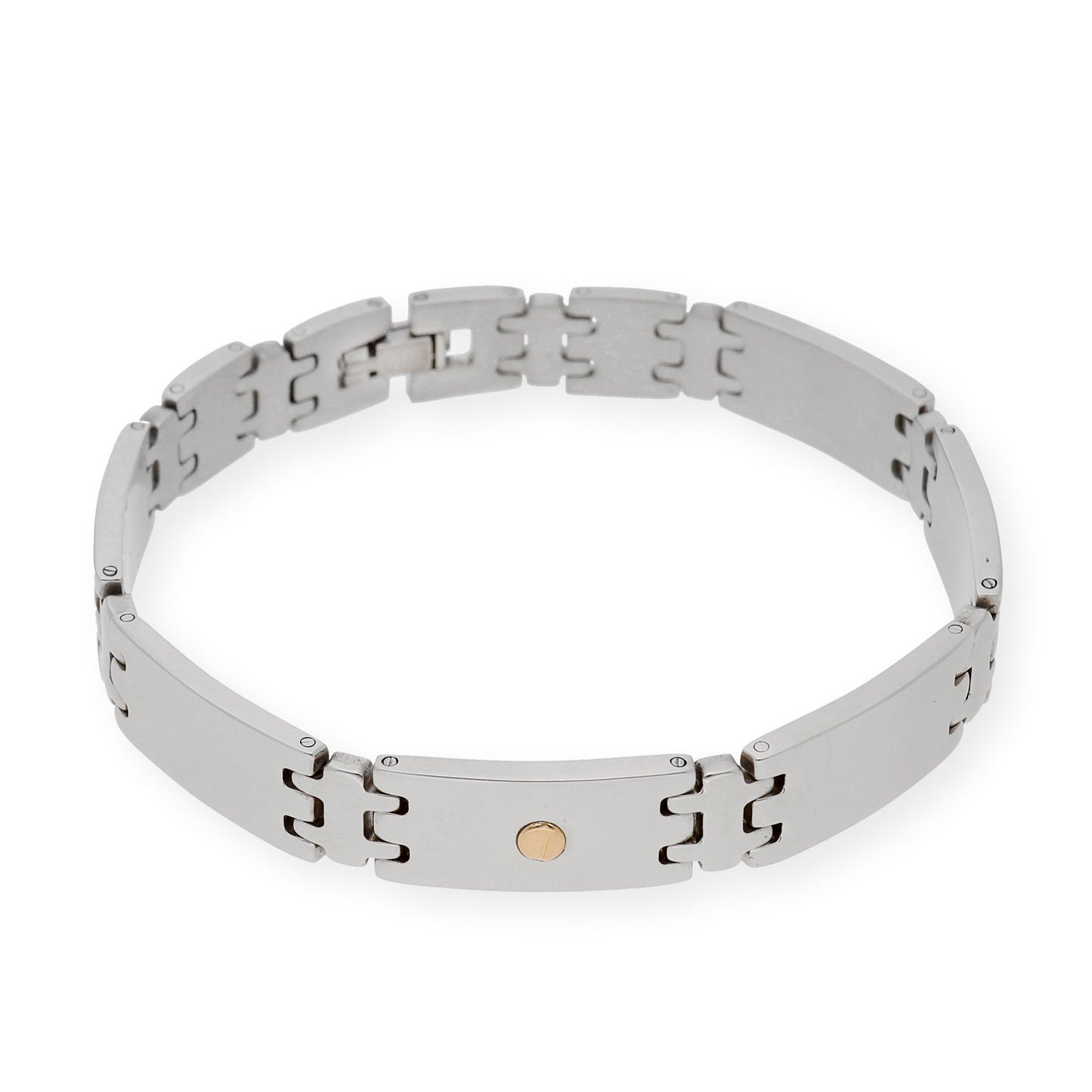 Pulseras de acero y chatones en oro18k