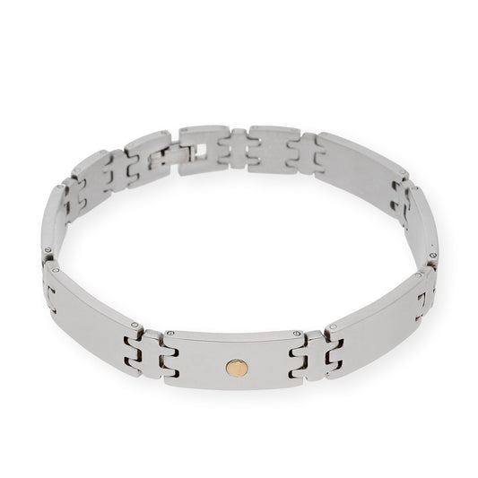 Pulseras de acero y chatones en oro18k