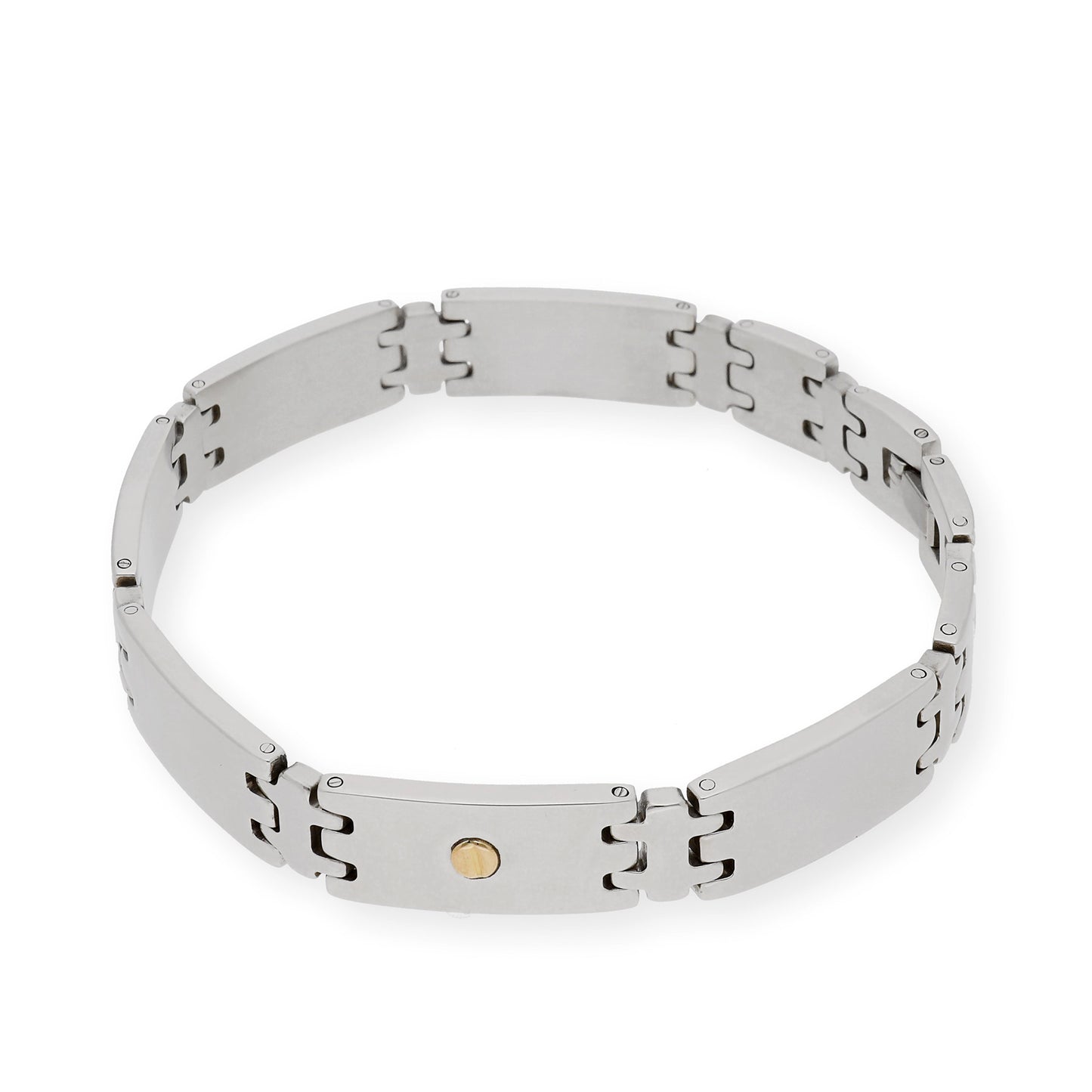 Pulseras de acero y chatones en oro18k