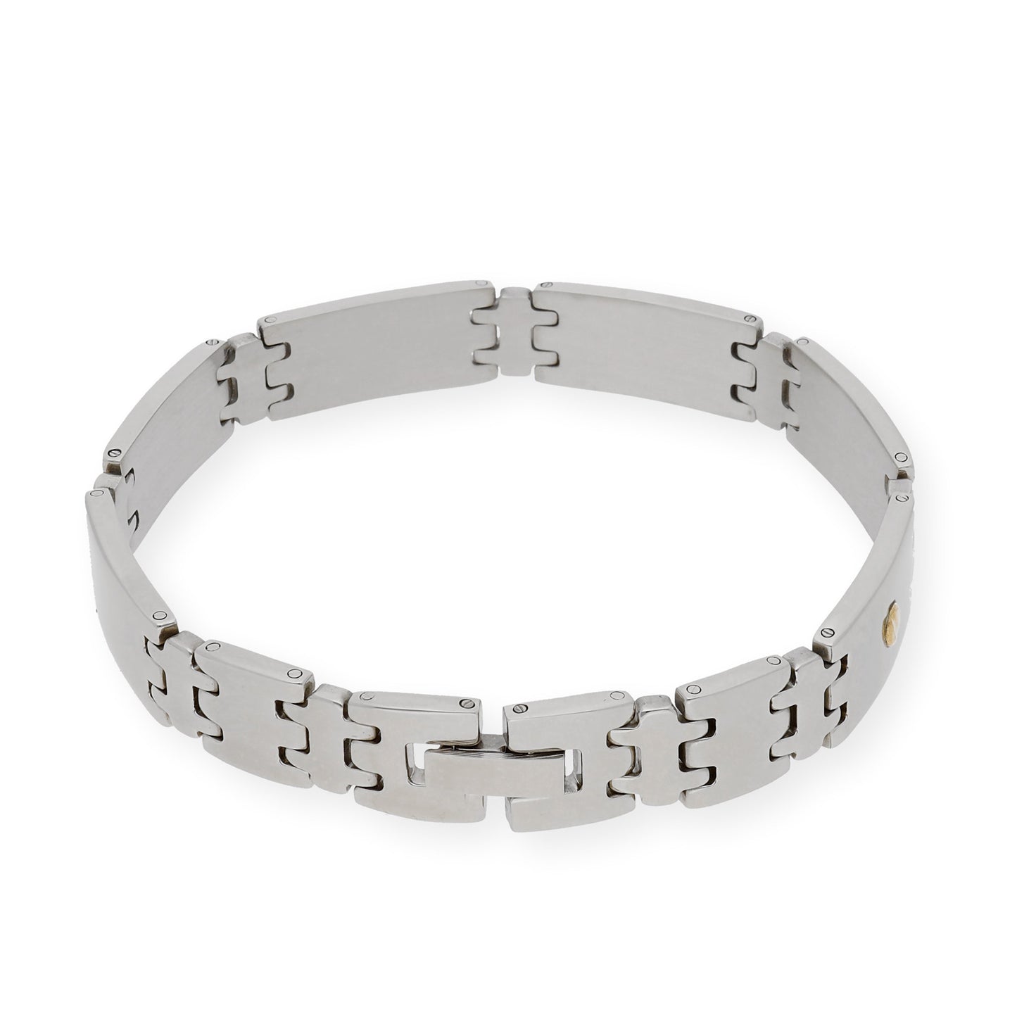 Pulseras de acero y chatones en oro18k