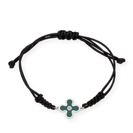 Pulsera Marlene Modelo Floral en Plata 925 y Esmalte con Diamante