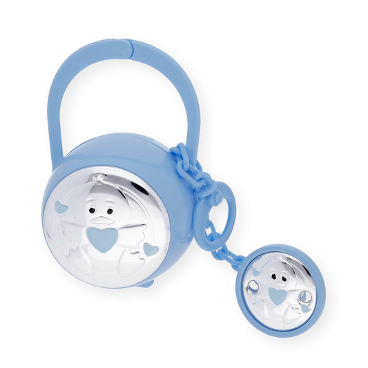 Set Pinza con Porta Chupete Pato de Color Azul