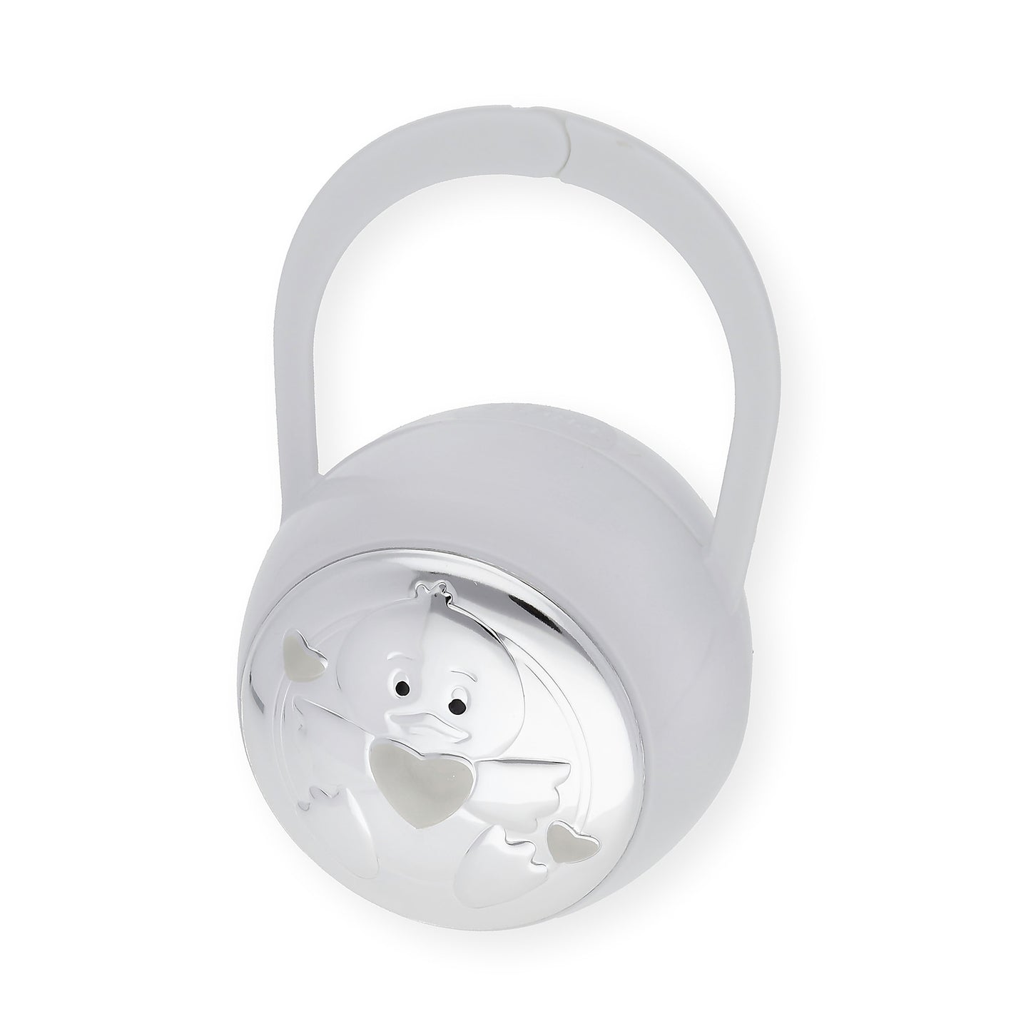 Set Pinza con Porta Chupete Pato de Color Blanco