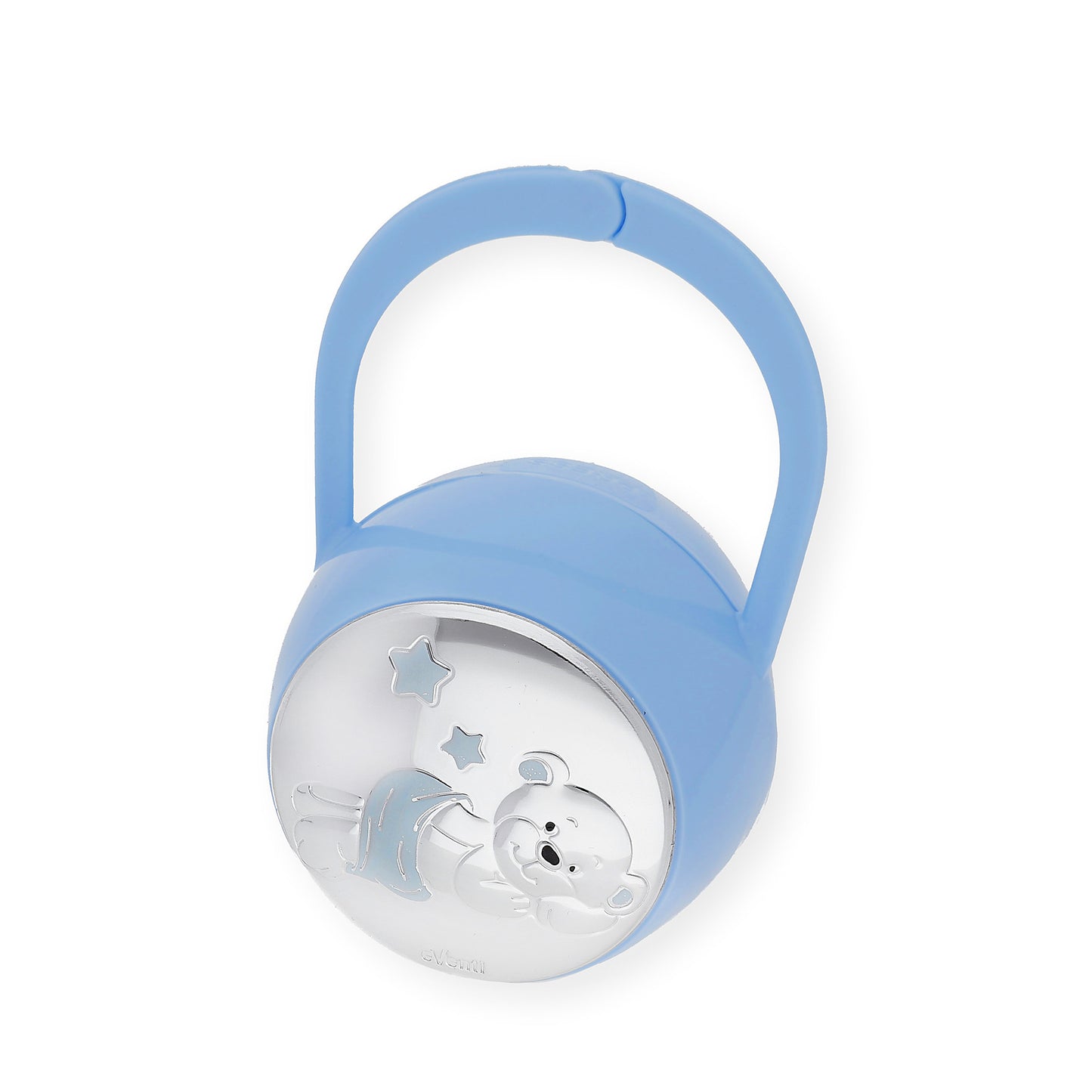 Set Pinza con Porta Chupete oso Tumbado de Color Azul