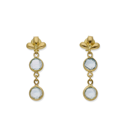 Pendientes Folia en Oro de Ley 18K con Topacio Azul y Amatista Verde