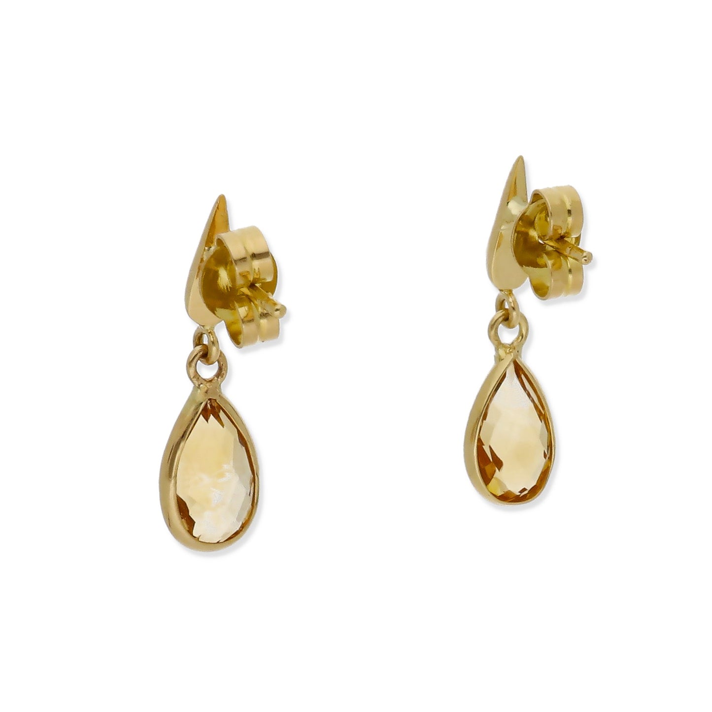 Pendientes Acus en Oro de Ley 18K y Cuarzo Citrino