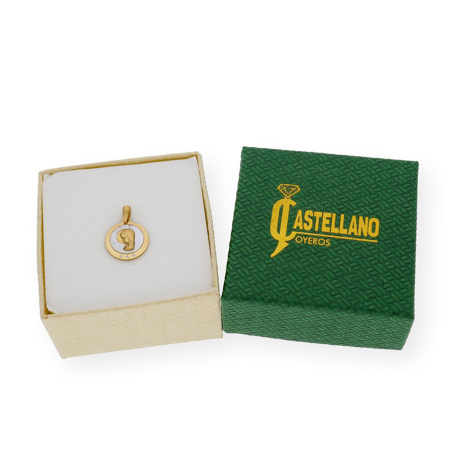 Medalla Virgen Niña Nácar Primera Comunión de Oro 18k