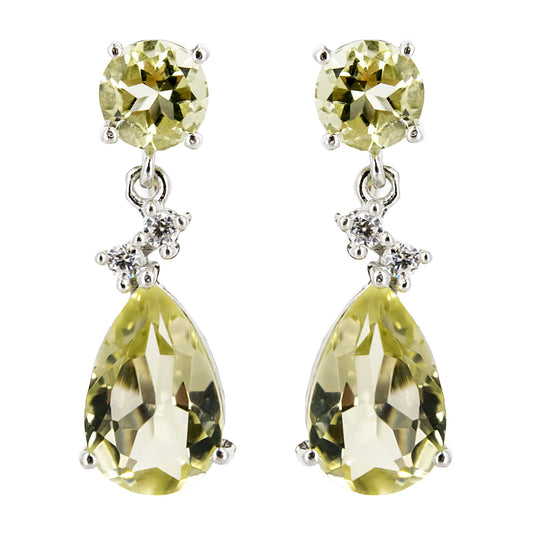 Pendientes Aura en plata de ley 925 y Topacio Limón