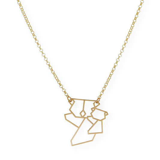 Collar con Colgante Origami Koala en Plata de Ley 925 con Baño de Oro 18k