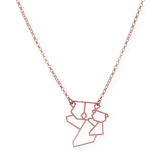 Collar con Colgante Origami Koala en Plata de Ley 925 con Baño de Oro Rosa 18k