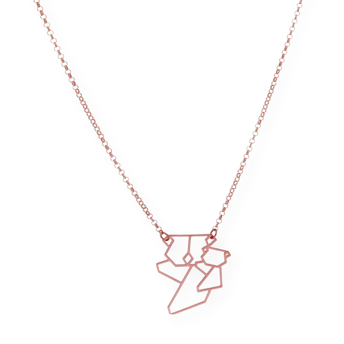 Collar con Colgante Origami Koala en Plata de Ley 925 con Baño de Oro Rosa 18k