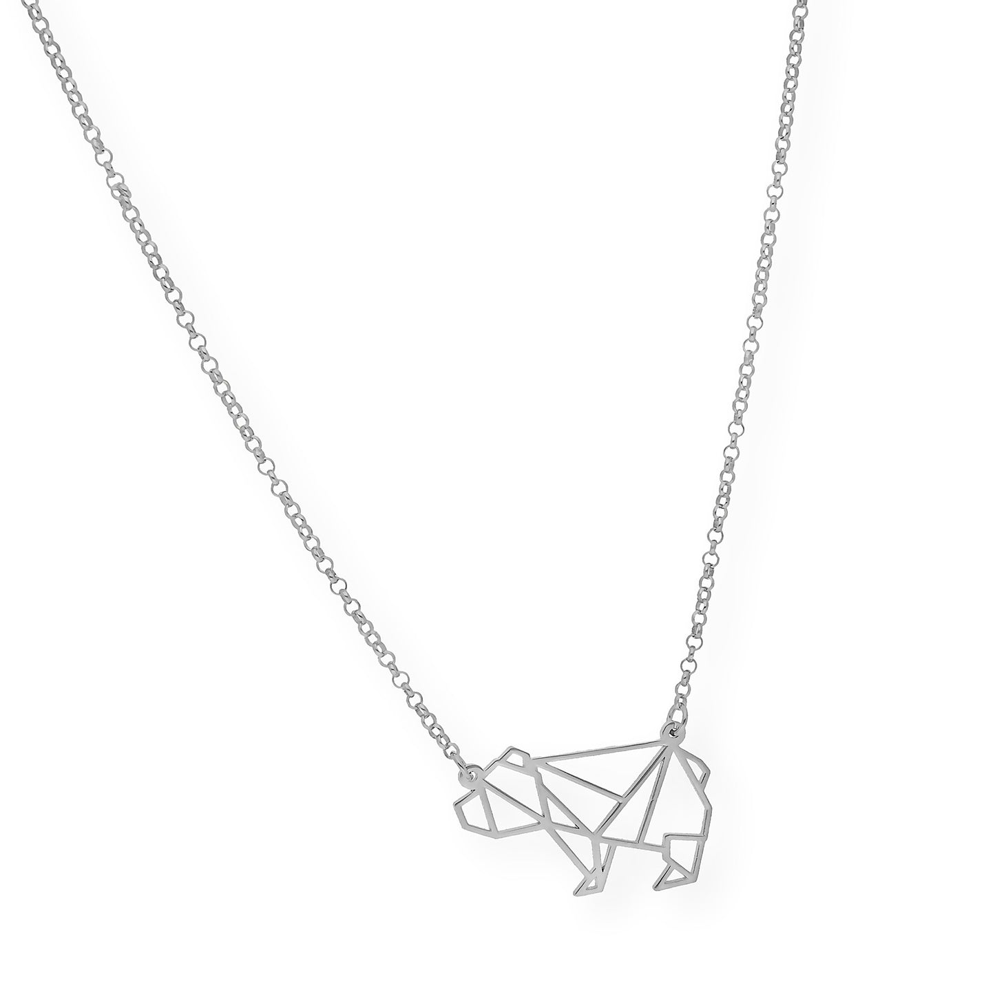 Collar con Colgante Origami Oso en Plata de Ley 925
