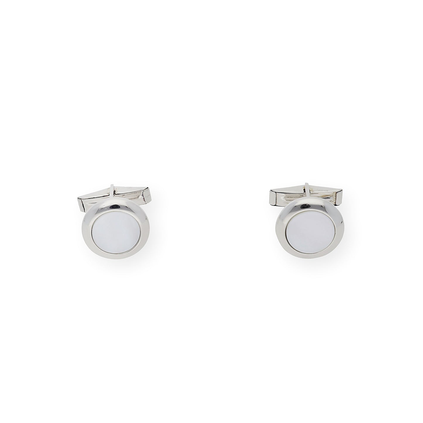 Gemelos de Plata con Nácar Diseño Redondo