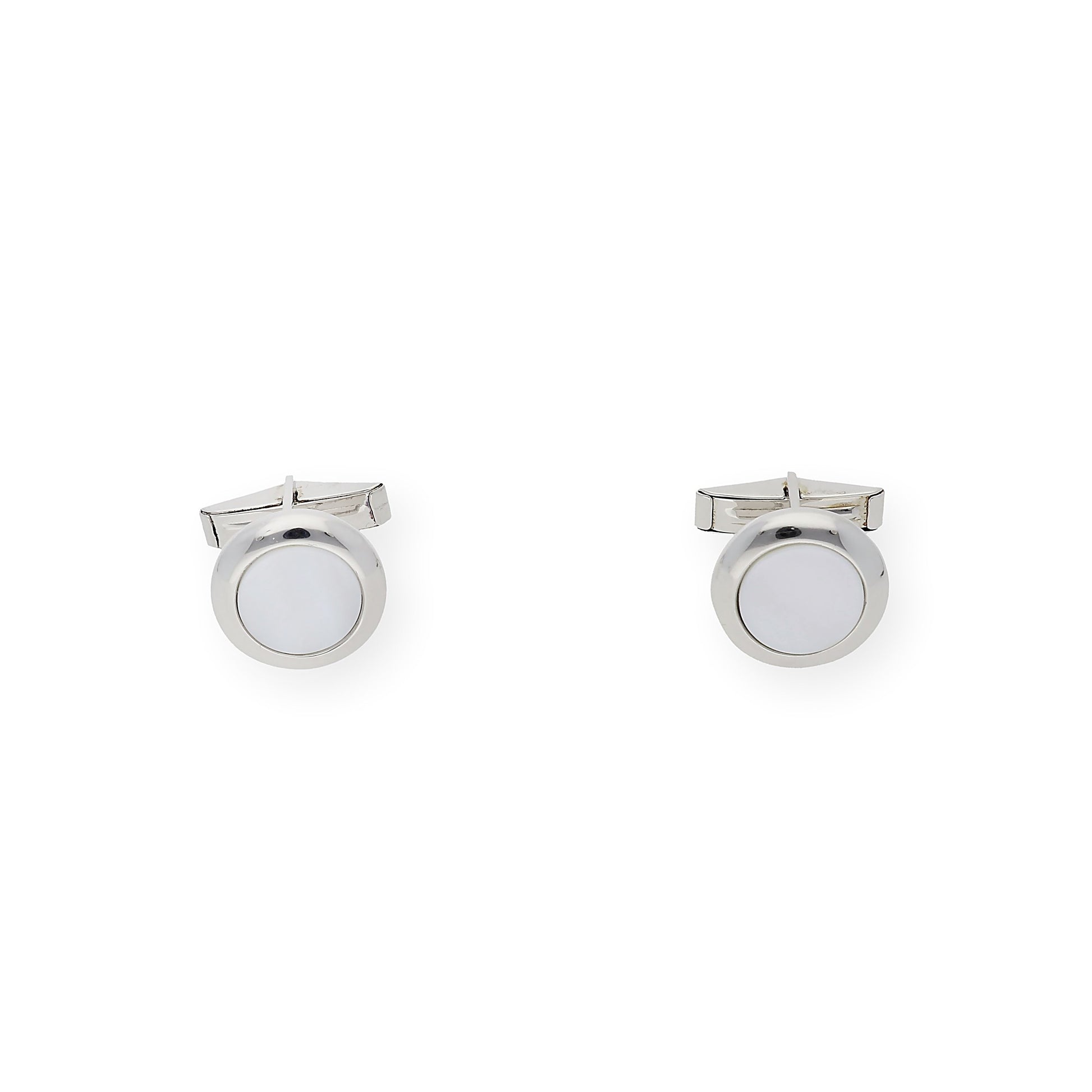 Gemelos de Plata con Nácar Diseño Redondo
